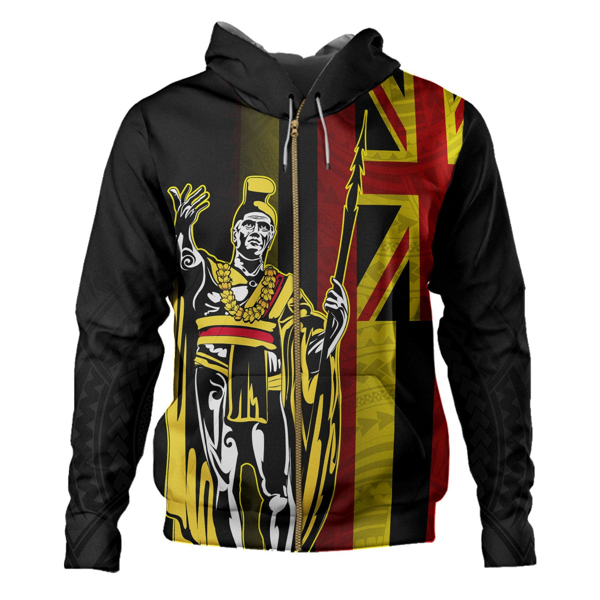 Hawaii Hoodie King Kamehameha Gold Flag Island Royalty Style-Myprintsy