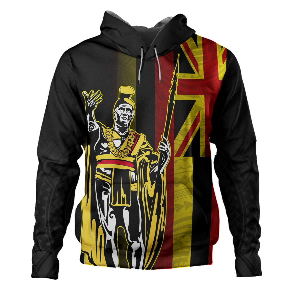 Hawaii Hoodie King Kamehameha Gold Flag Island Royalty Style-Myprintsy