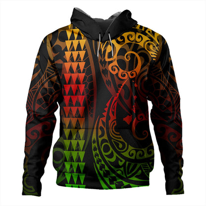 Hawaii Hoodie Map Kakau Style-Myprintsy