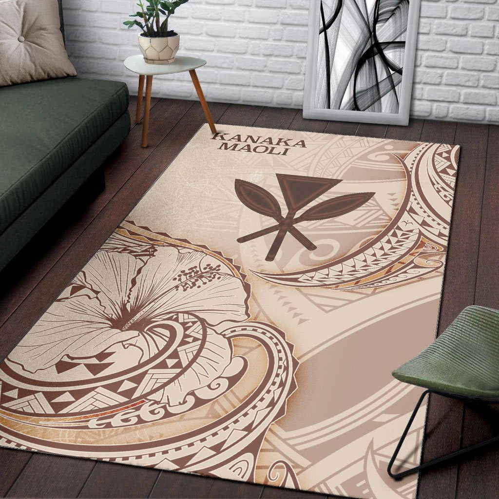 Hawaii Kanaka Maoli Area Rug - Hibiscus Flowers Vintage Style-Myprintsy