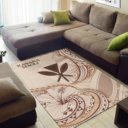 Hawaii Kanaka Maoli Area Rug - Hibiscus Flowers Vintage Style-Myprintsy