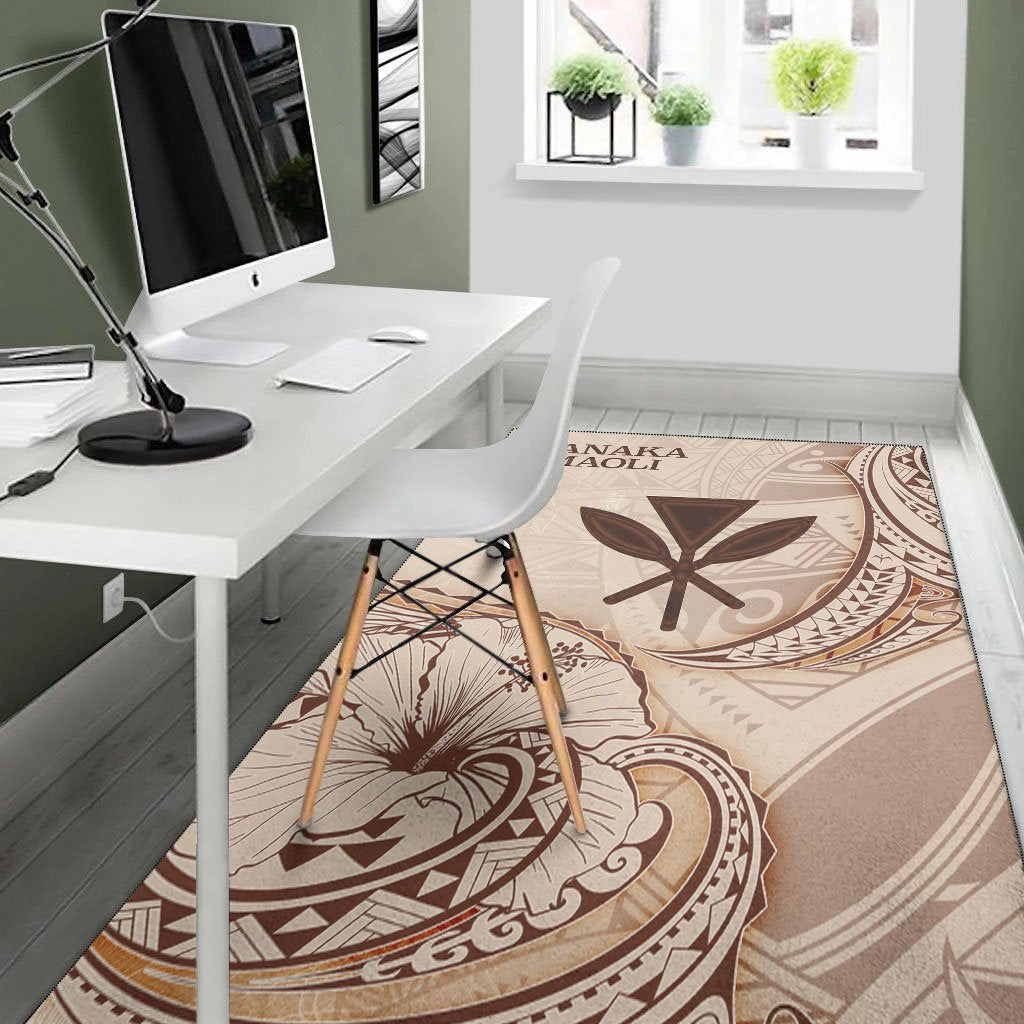 Hawaii Kanaka Maoli Area Rug - Hibiscus Flowers Vintage Style-Myprintsy