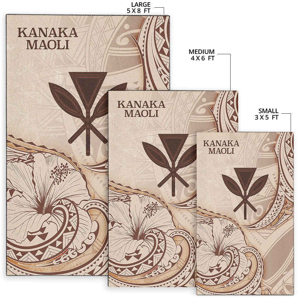 Hawaii Kanaka Maoli Area Rug - Hibiscus Flowers Vintage Style-Myprintsy