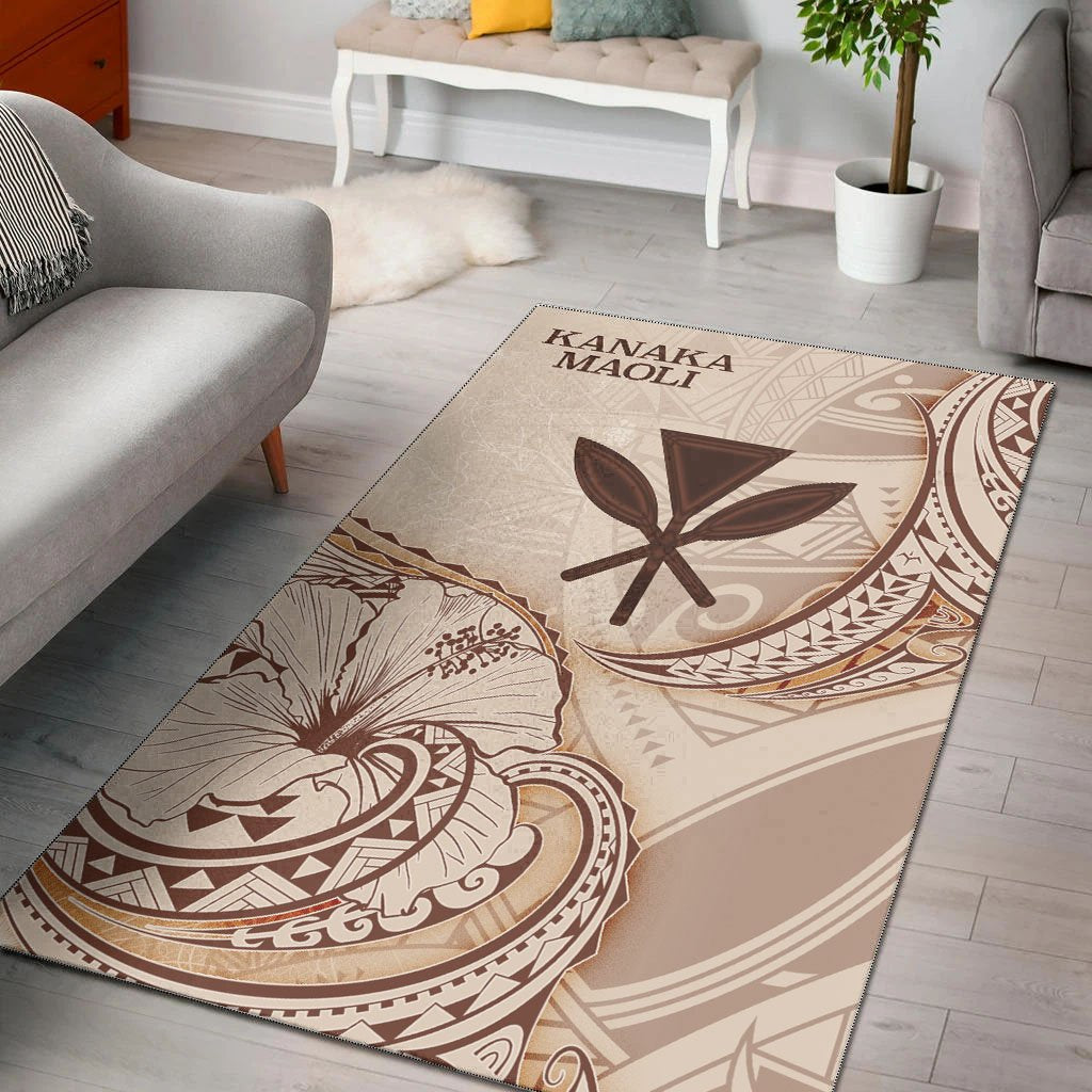 Hawaii Kanaka Maoli Area Rug - Hibiscus Flowers Vintage Style-Myprintsy