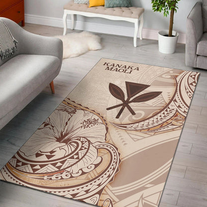 Hawaii Kanaka Maoli Area Rug - Hibiscus Flowers Vintage Style-Myprintsy