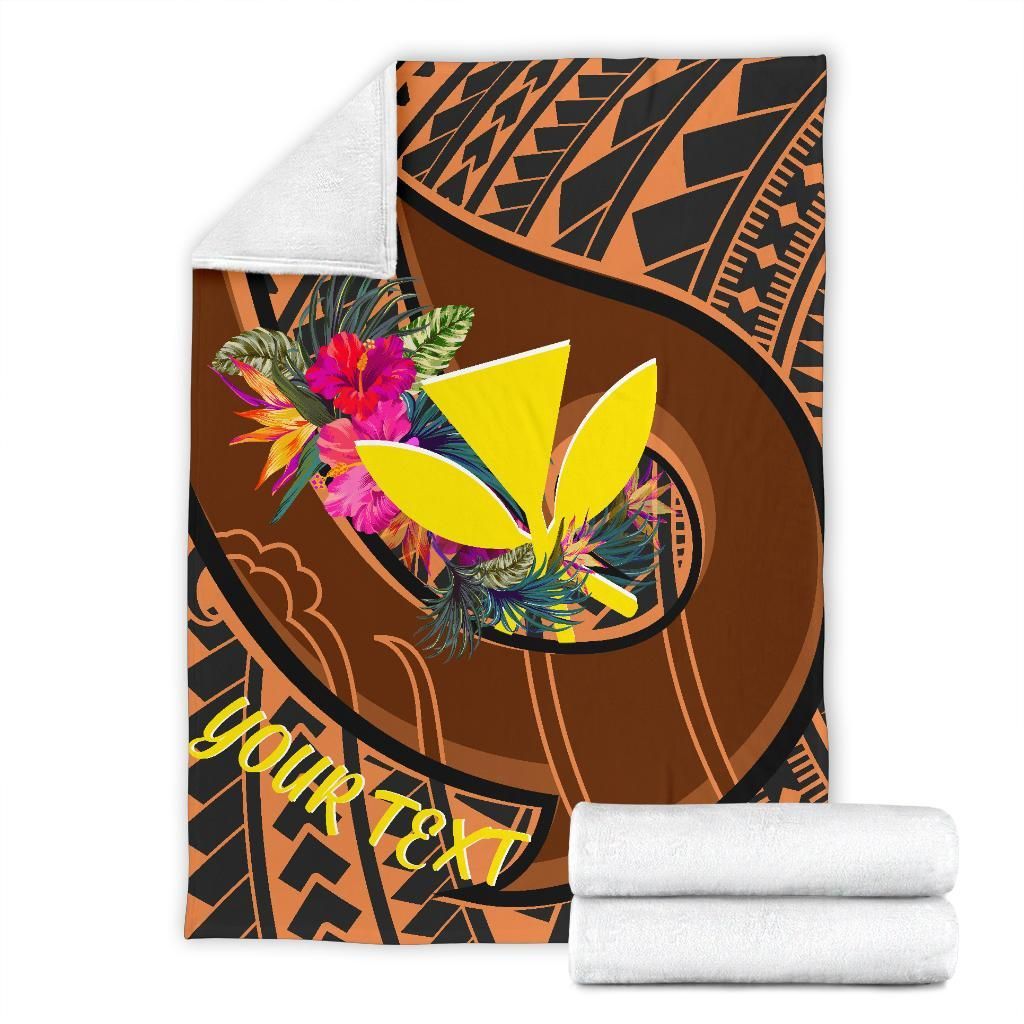 Hawaii Kanaka Maoli Premium Blanket - Polynesian Hook And Hibiscus-Myprintsy