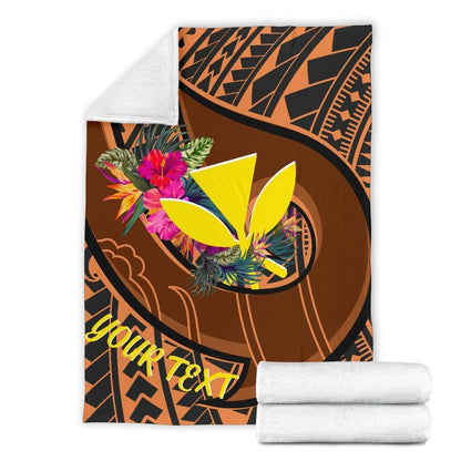 Hawaii Kanaka Maoli Premium Blanket - Polynesian Hook And Hibiscus-Myprintsy