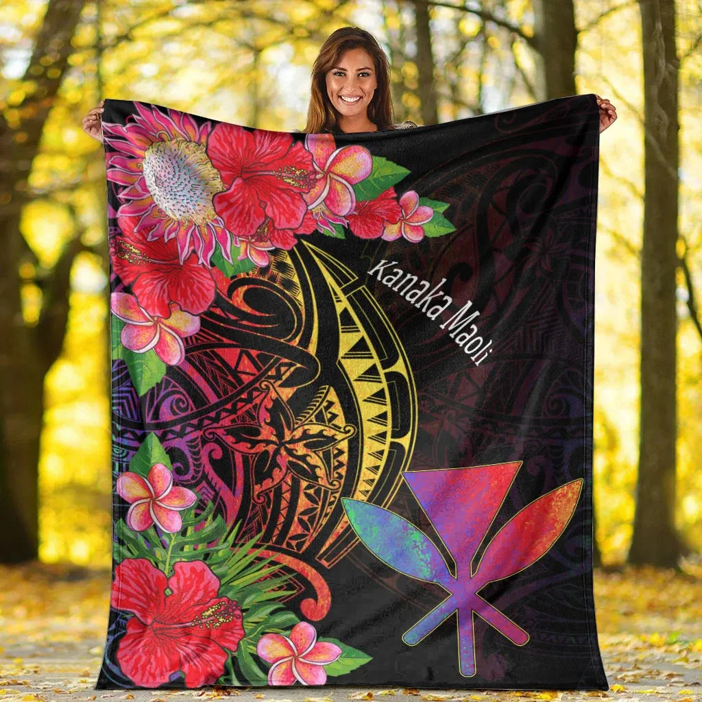 Hawaii Kanaka Maoli Premium Blanket - Tropical Hippie Style-Myprintsy