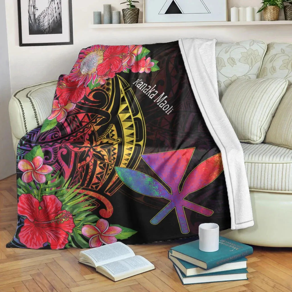 Hawaii Kanaka Maoli Premium Blanket - Tropical Hippie Style-Myprintsy