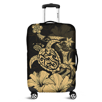 Hawaii Luggage Cover Golden Honu Hibiscus Serenity Style