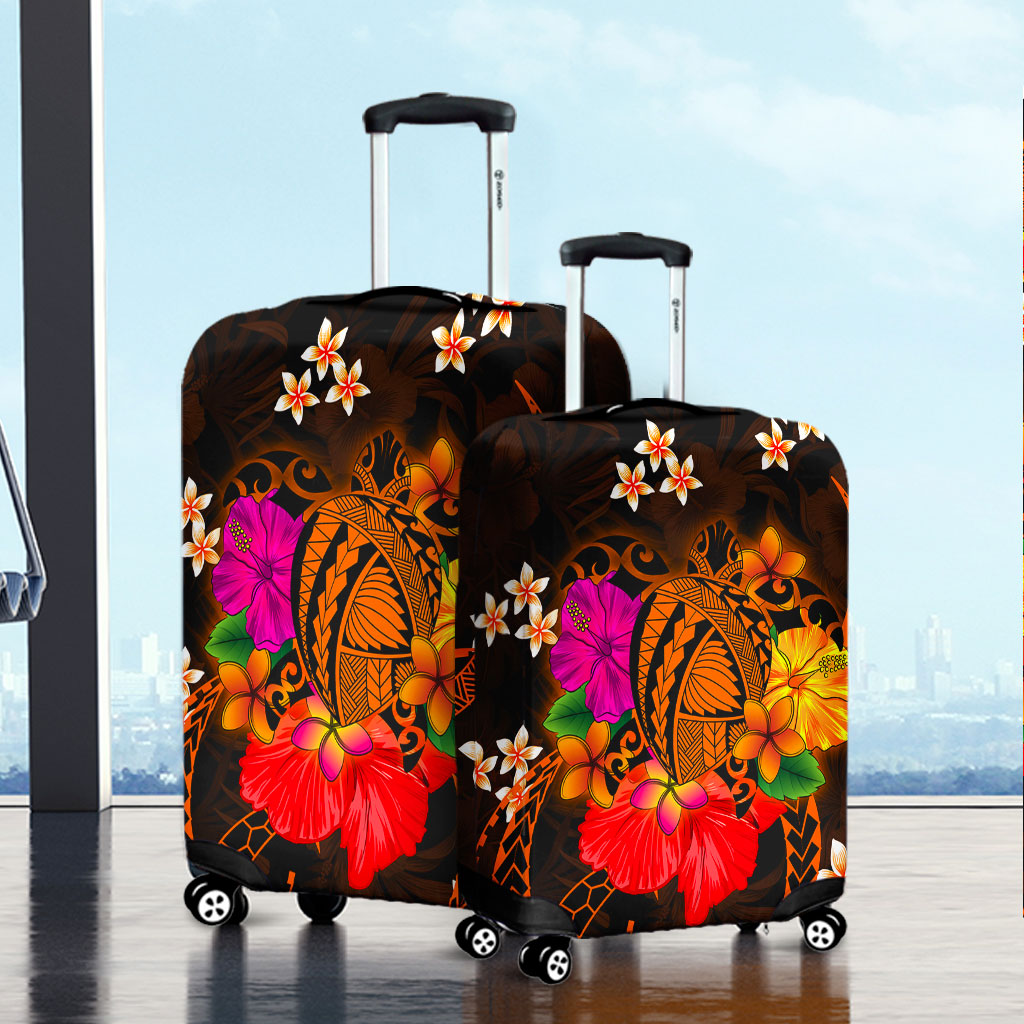 Hawaii Luggage Cover Polynesia Tribal Turtle Tropical Flower-Myprintsy