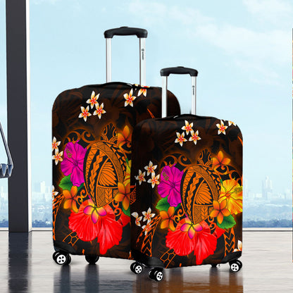 Hawaii Luggage Cover Polynesia Tribal Turtle Tropical Flower-Myprintsy