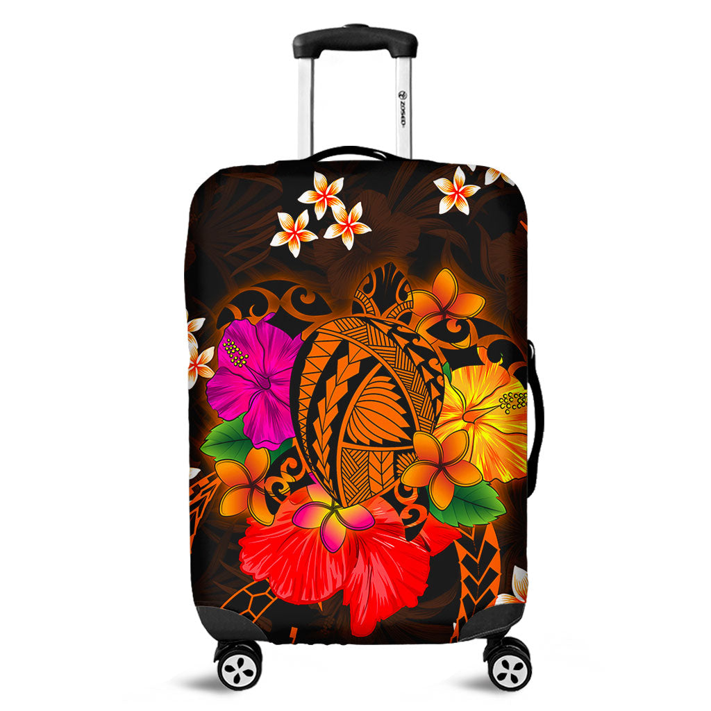 Hawaii Luggage Cover Polynesia Tribal Turtle Tropical Flower-Myprintsy