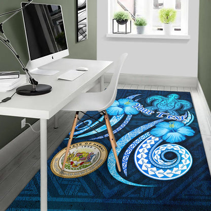 Hawaii Personalised Area Rug -Turtle and Tribal Tattoo Of Polynesian-Myprintsy