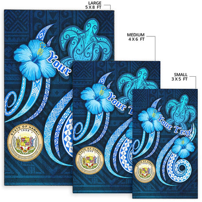 Hawaii Personalised Area Rug -Turtle and Tribal Tattoo Of Polynesian-Myprintsy
