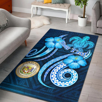 Hawaii Personalised Area Rug -Turtle and Tribal Tattoo Of Polynesian-Myprintsy