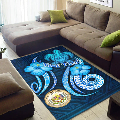 Hawaii Personalised Area Rug -Turtle and Tribal Tattoo Of Polynesian-Myprintsy