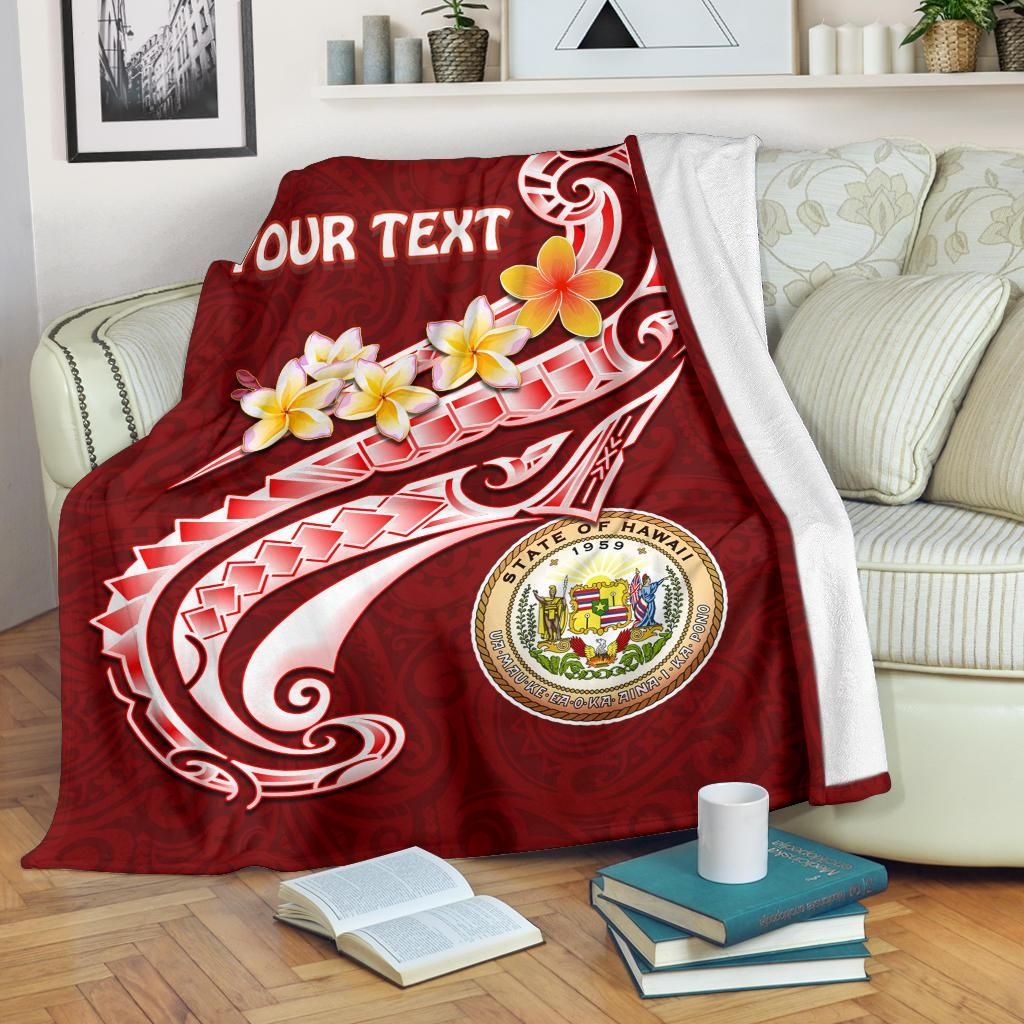 Hawaii Personalised Premium Blanket - Hawaii Seal Polynesian Patterns Plumeria-Myprintsy
