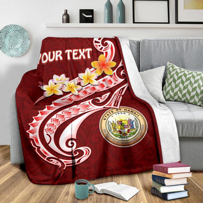 Hawaii Personalised Premium Blanket - Hawaii Seal Polynesian Patterns Plumeria-Myprintsy