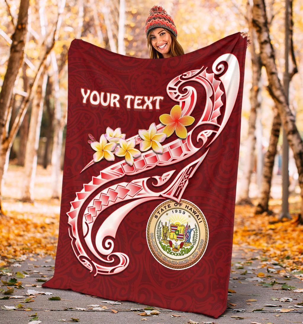 Hawaii Personalised Premium Blanket - Hawaii Seal Polynesian Patterns Plumeria-Myprintsy