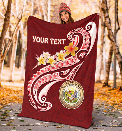 Hawaii Personalised Premium Blanket - Hawaii Seal Polynesian Patterns Plumeria-Myprintsy