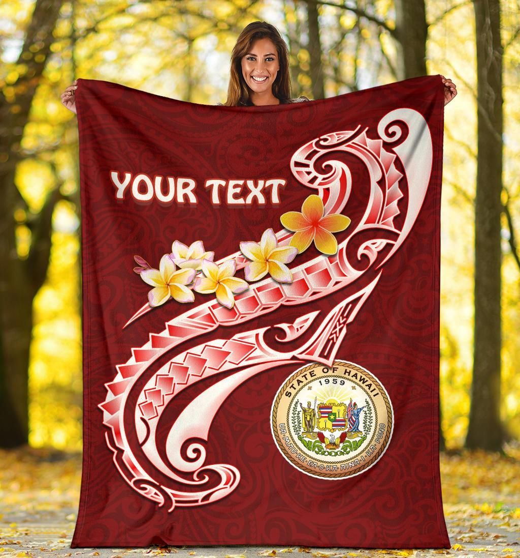 Hawaii Personalised Premium Blanket - Hawaii Seal Polynesian Patterns Plumeria-Myprintsy