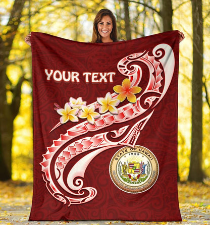 Hawaii Personalised Premium Blanket - Hawaii Seal Polynesian Patterns Plumeria-Myprintsy