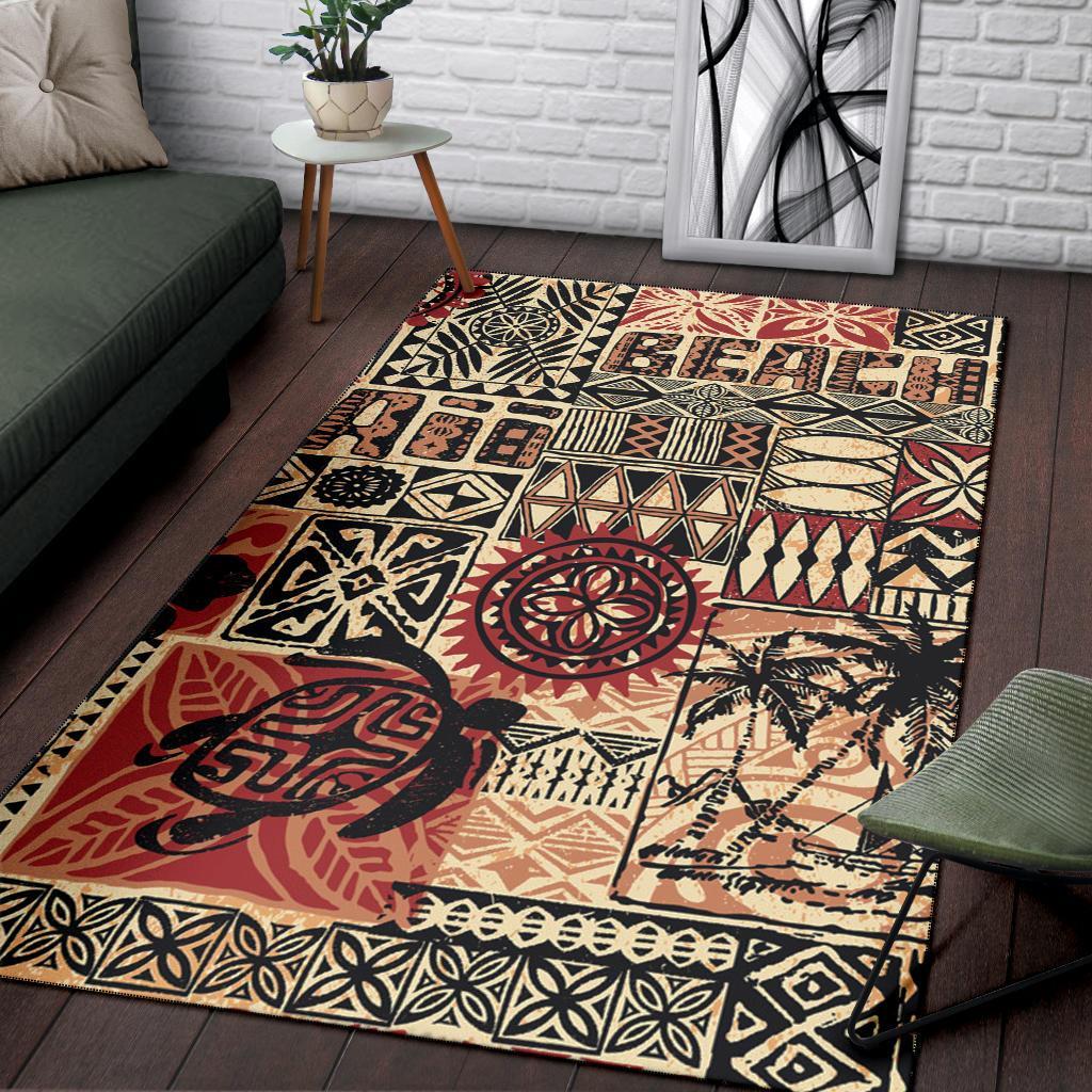 Hawaii Polynesian Area Rug - Hawaiian Style Tribal Fabric Patchwork-Myprintsy