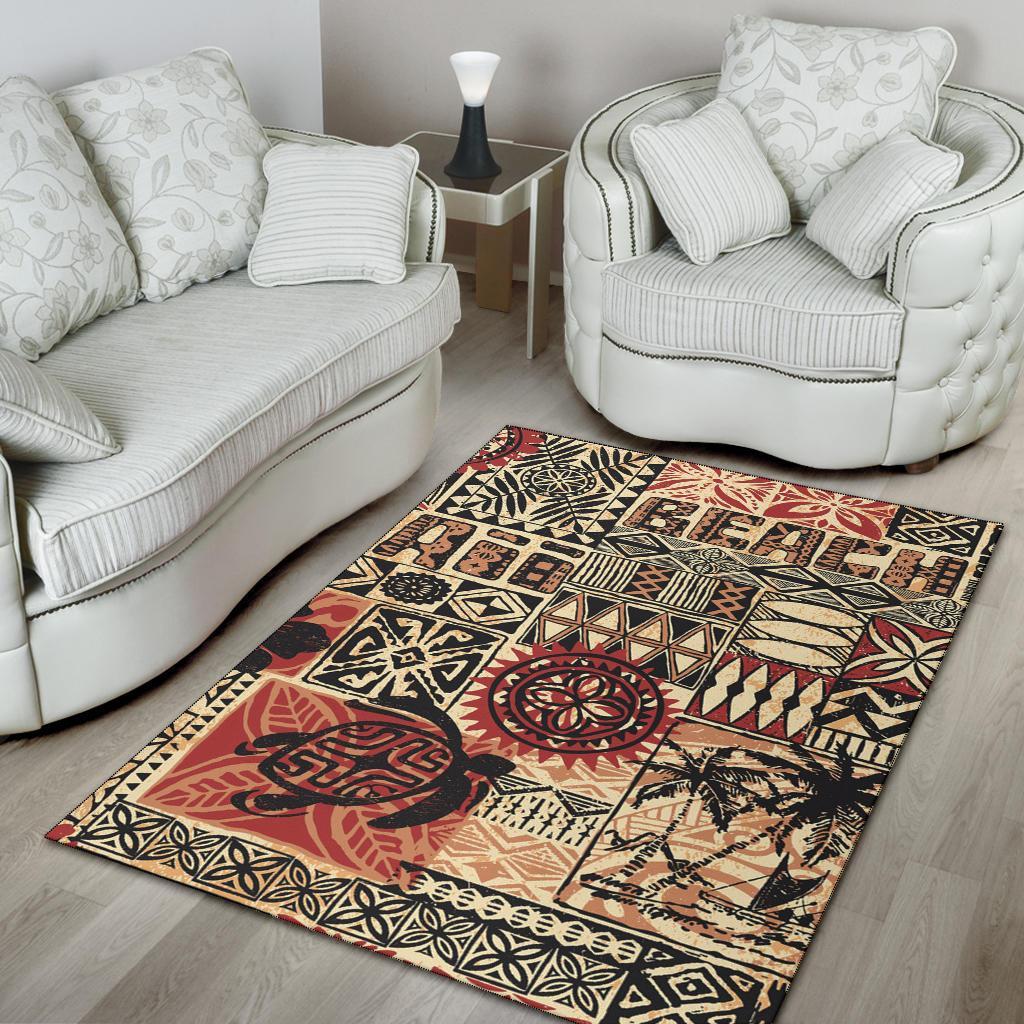 Hawaii Polynesian Area Rug - Hawaiian Style Tribal Fabric Patchwork-Myprintsy