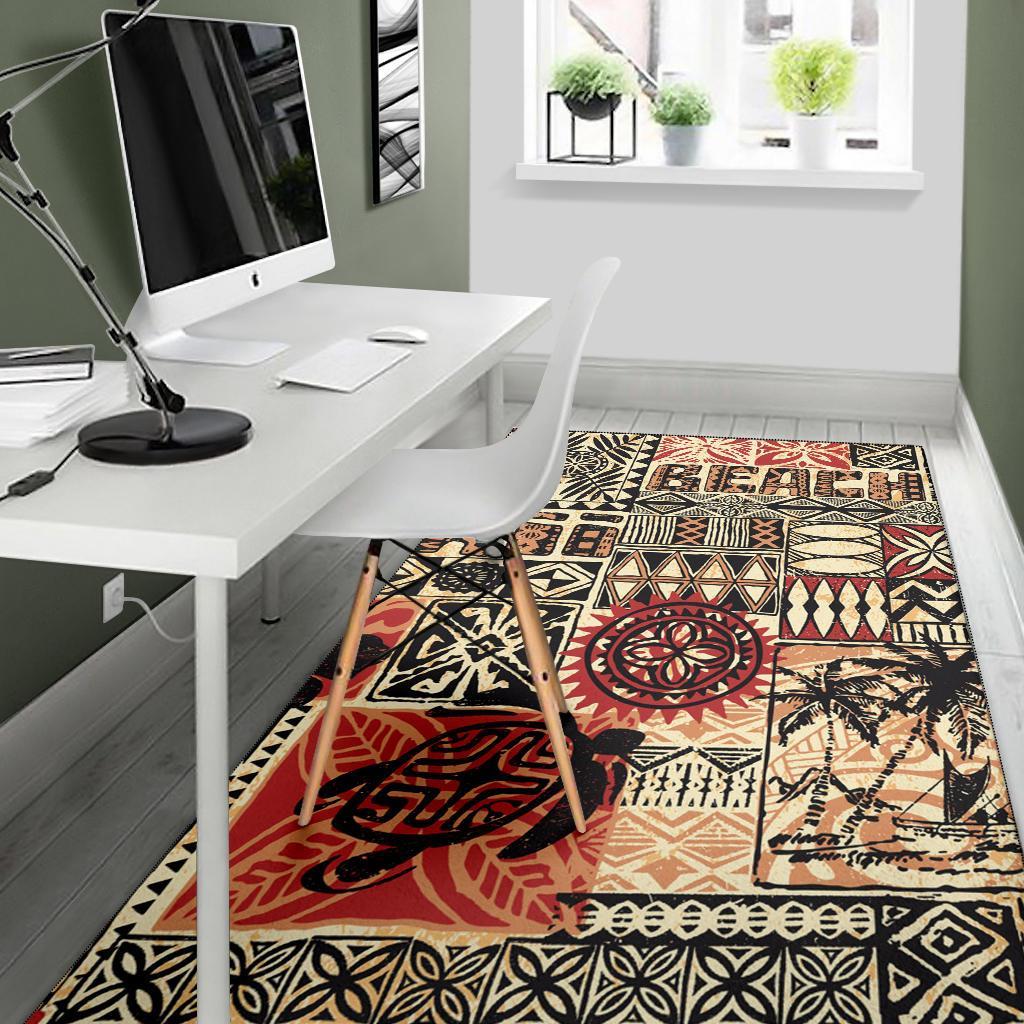 Hawaii Polynesian Area Rug - Hawaiian Style Tribal Fabric Patchwork-Myprintsy