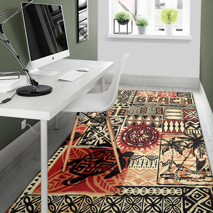 Hawaii Polynesian Area Rug - Hawaiian Style Tribal Fabric Patchwork-Myprintsy