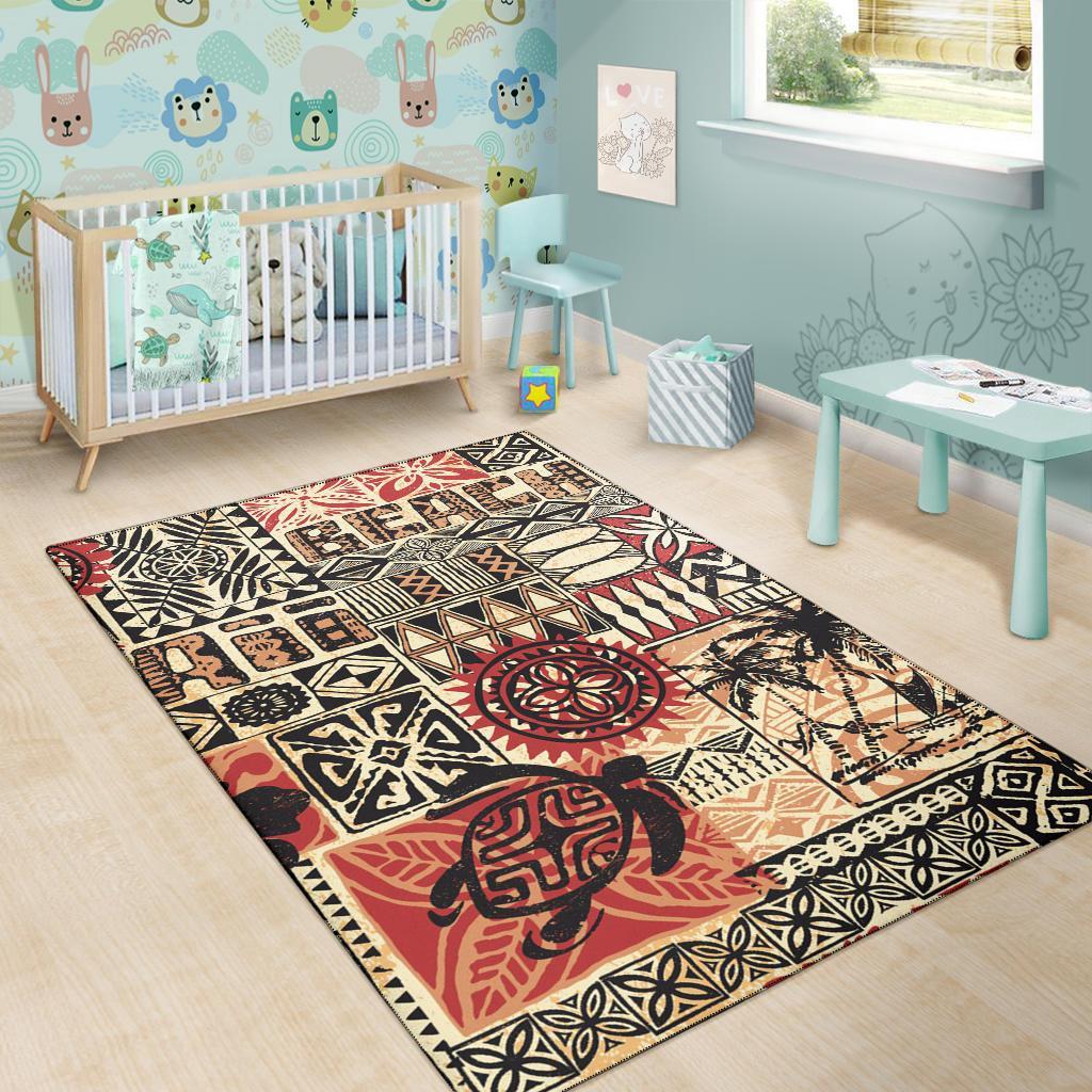 Hawaii Polynesian Area Rug - Hawaiian Style Tribal Fabric Patchwork-Myprintsy