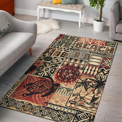 Hawaii Polynesian Area Rug - Hawaiian Style Tribal Fabric Patchwork-Myprintsy