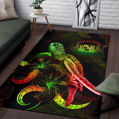 Hawaii Polynesian Area Rugs - Turtle With Blooming Hibiscus Reggae-Myprintsy