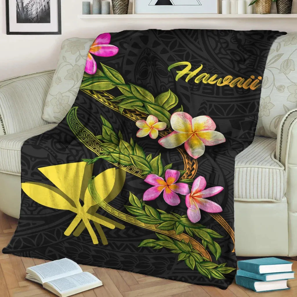Hawaii Polynesian Blanket - Plumeria Tribal-Myprintsy