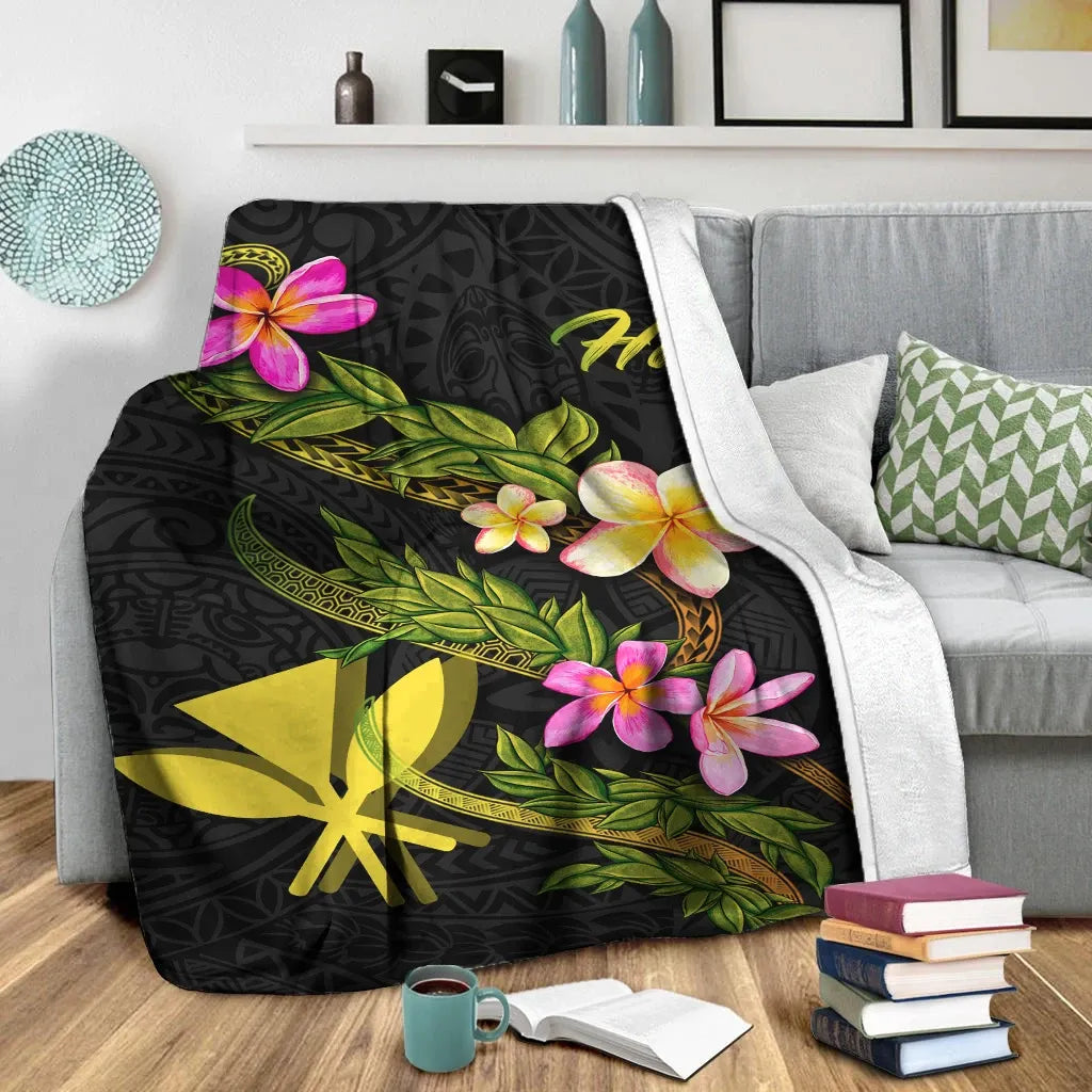 Hawaii Polynesian Blanket - Plumeria Tribal-Myprintsy