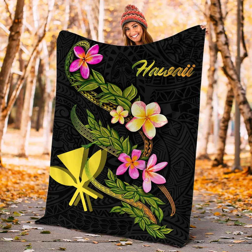 Hawaii Polynesian Blanket - Plumeria Tribal-Myprintsy