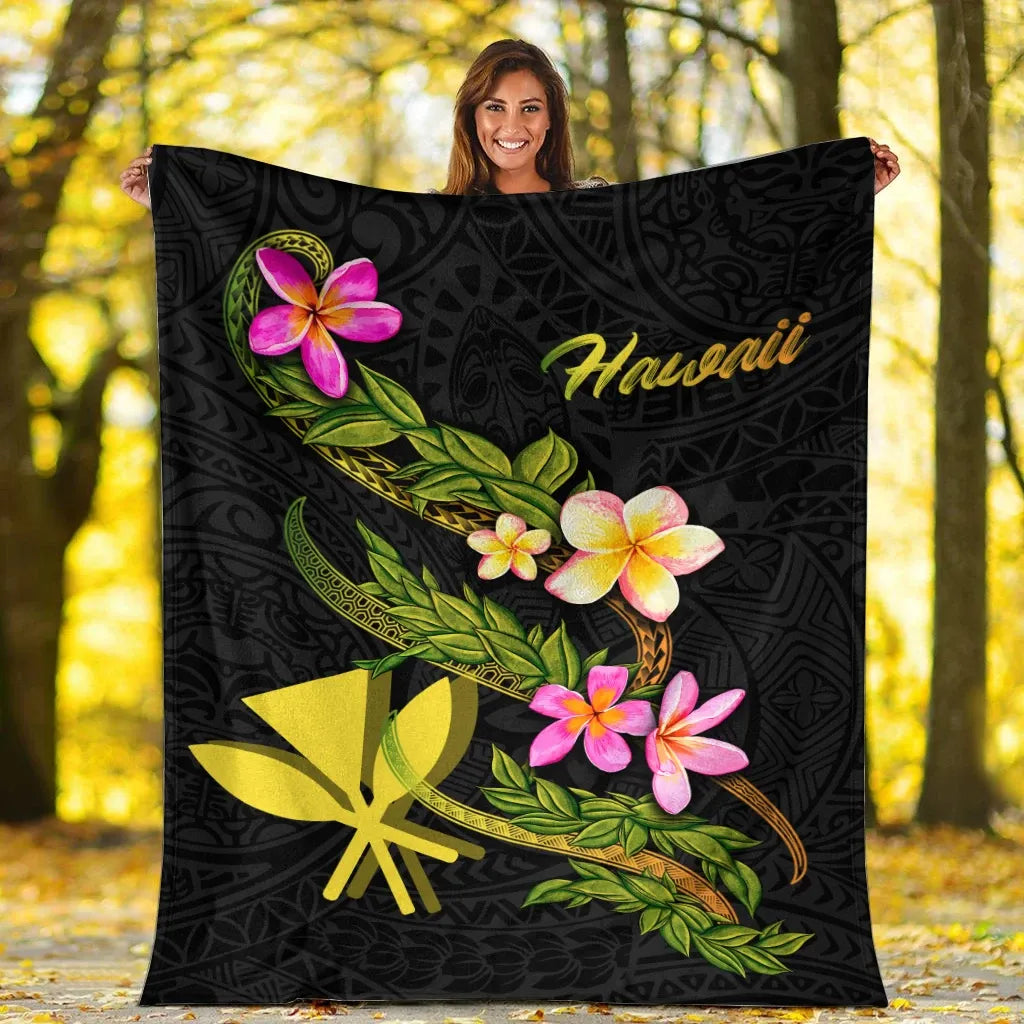 Hawaii Polynesian Blanket - Plumeria Tribal-Myprintsy