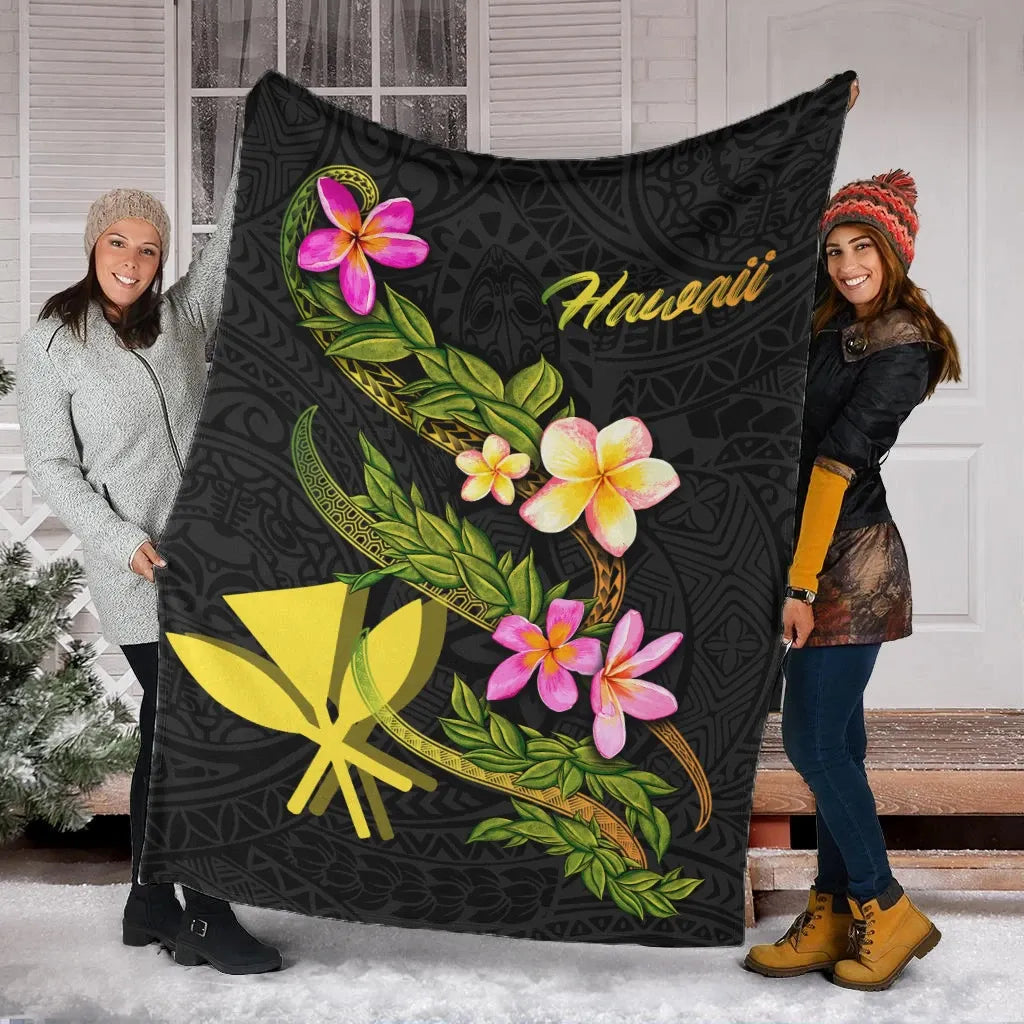 Hawaii Polynesian Blanket - Plumeria Tribal-Myprintsy