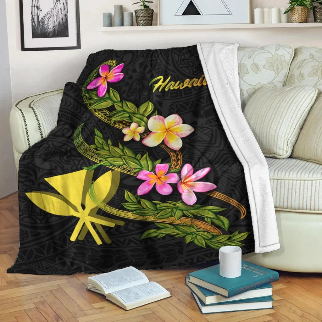 Hawaii Polynesian Blanket - Plumeria Tribal-Myprintsy