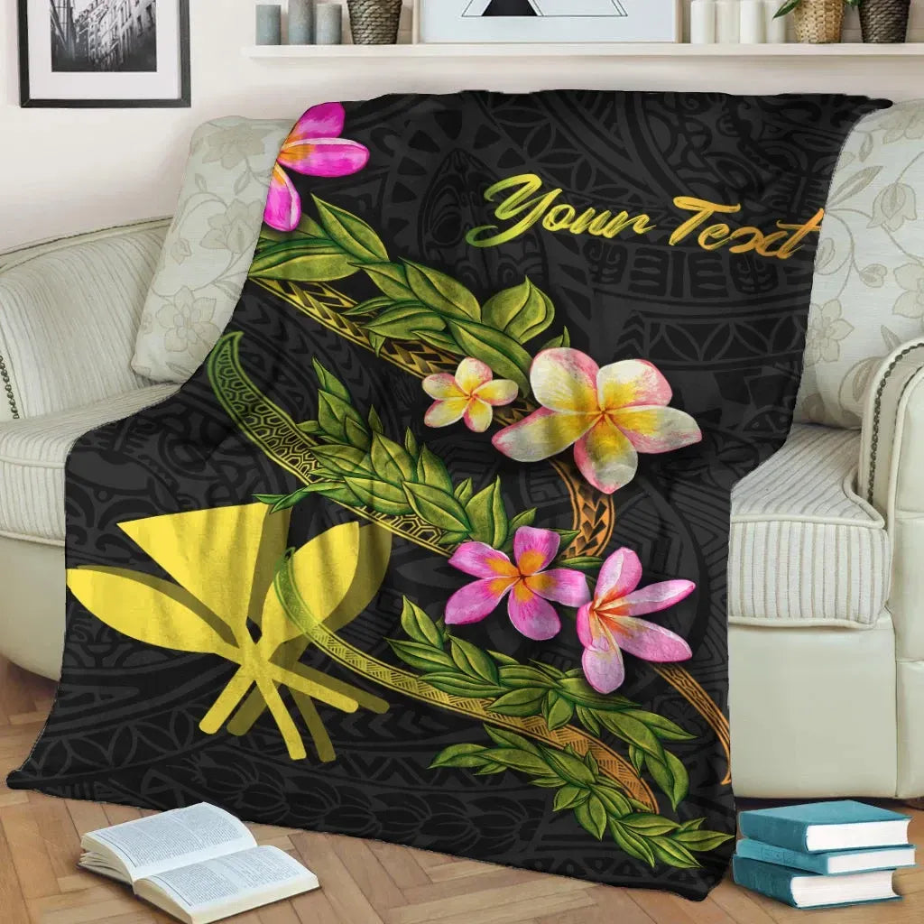 Hawaii Polynesian Custom Personalised Blanket - Plumeria Tribal-Myprintsy