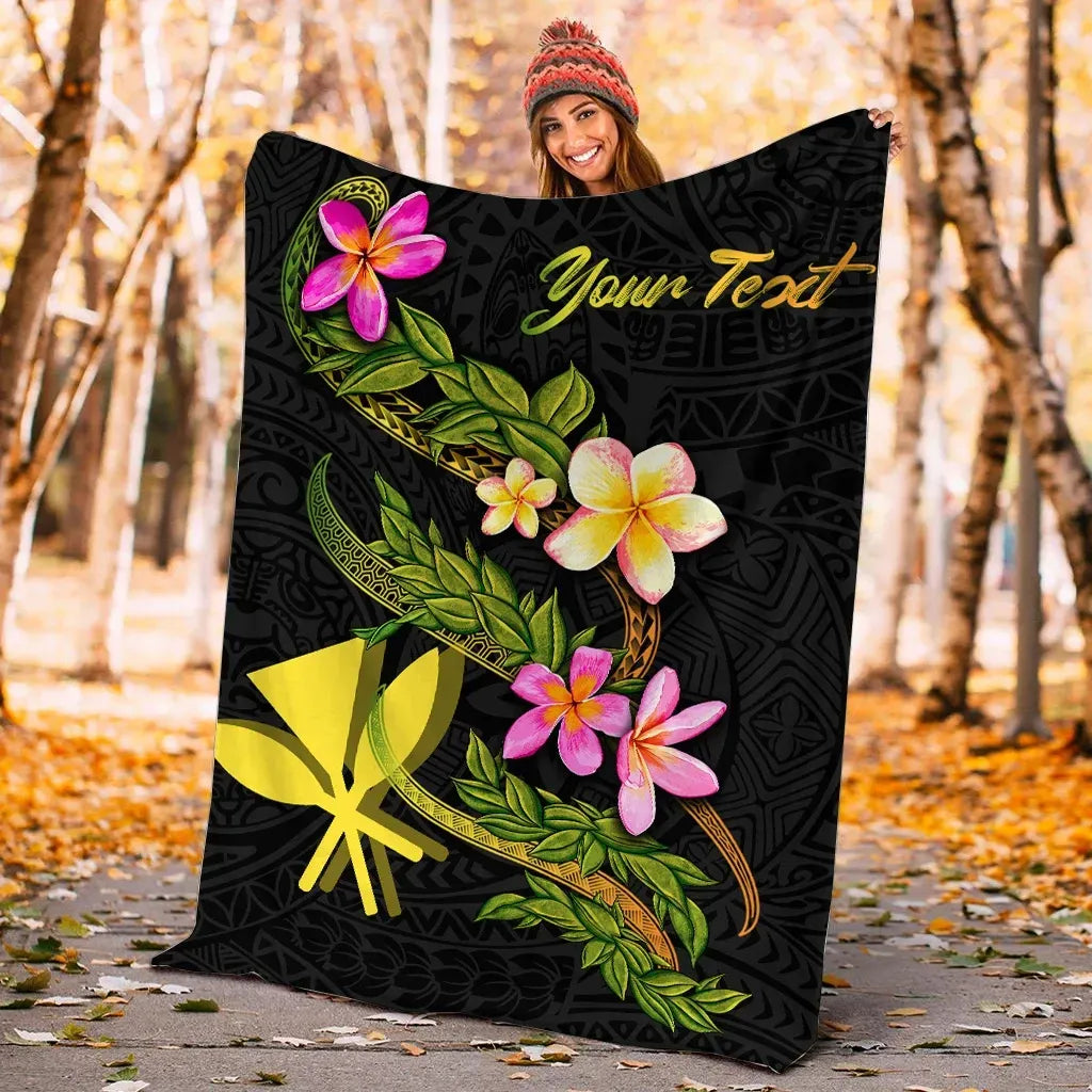 Hawaii Polynesian Custom Personalised Blanket - Plumeria Tribal-Myprintsy