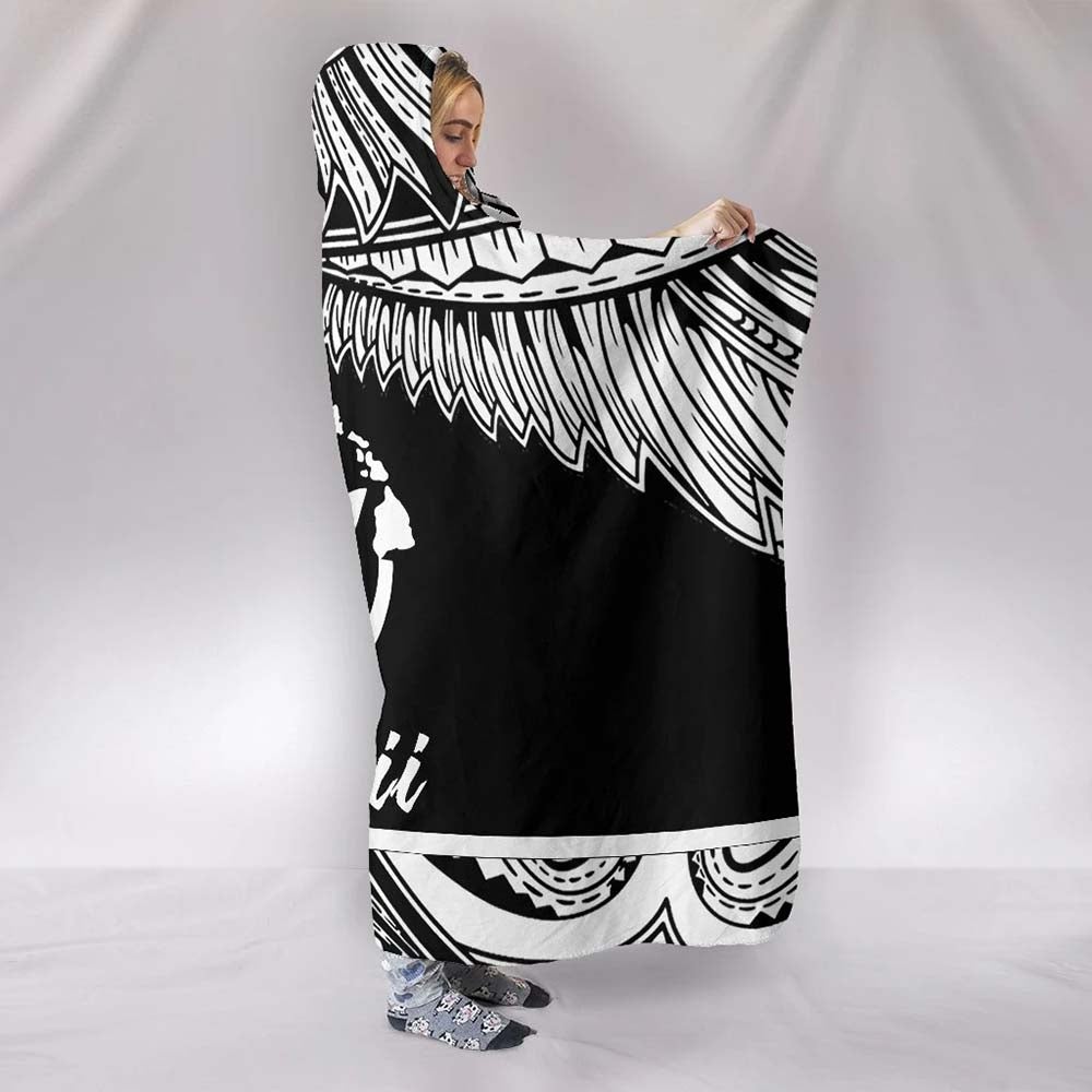 Hawaii Polynesian Hooded Blanket - Hawaii Pride White Version