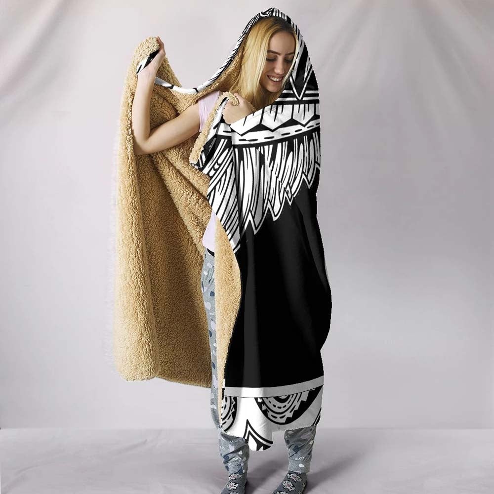 Hawaii Polynesian Hooded Blanket - Hawaii Pride White Version