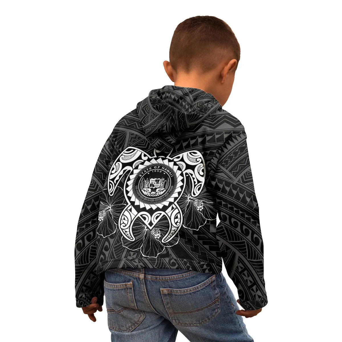 Hawaii Polynesian Personalised Hoodie - Vintage Polynesian Turtle (White)-Myprintsy