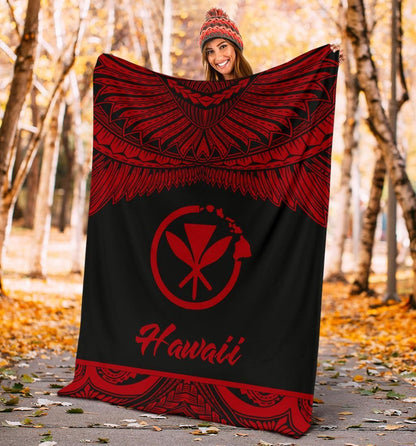 Hawaii Polynesian Premium Blanket - Hawaii Pride Red Version-Myprintsy