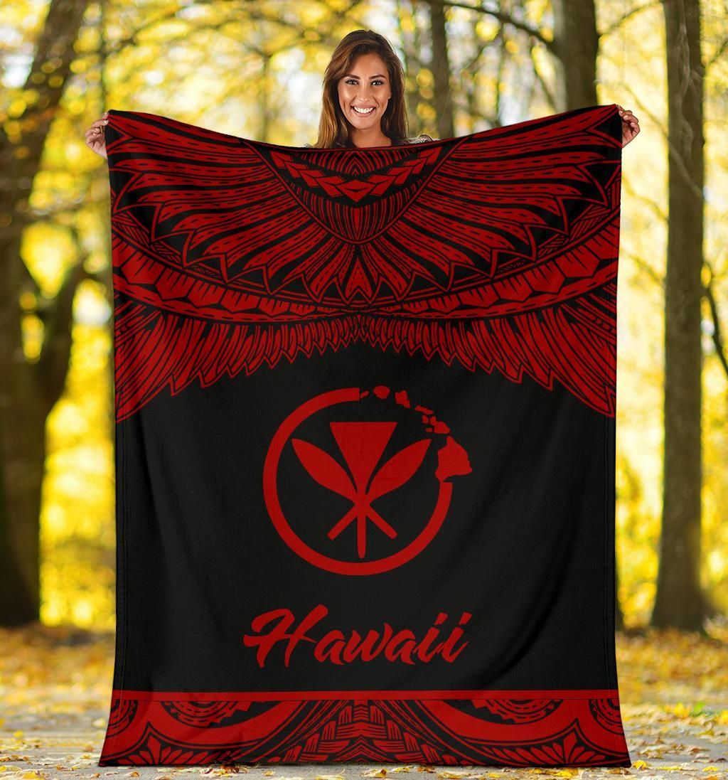 Hawaii Polynesian Premium Blanket - Hawaii Pride Red Version-Myprintsy
