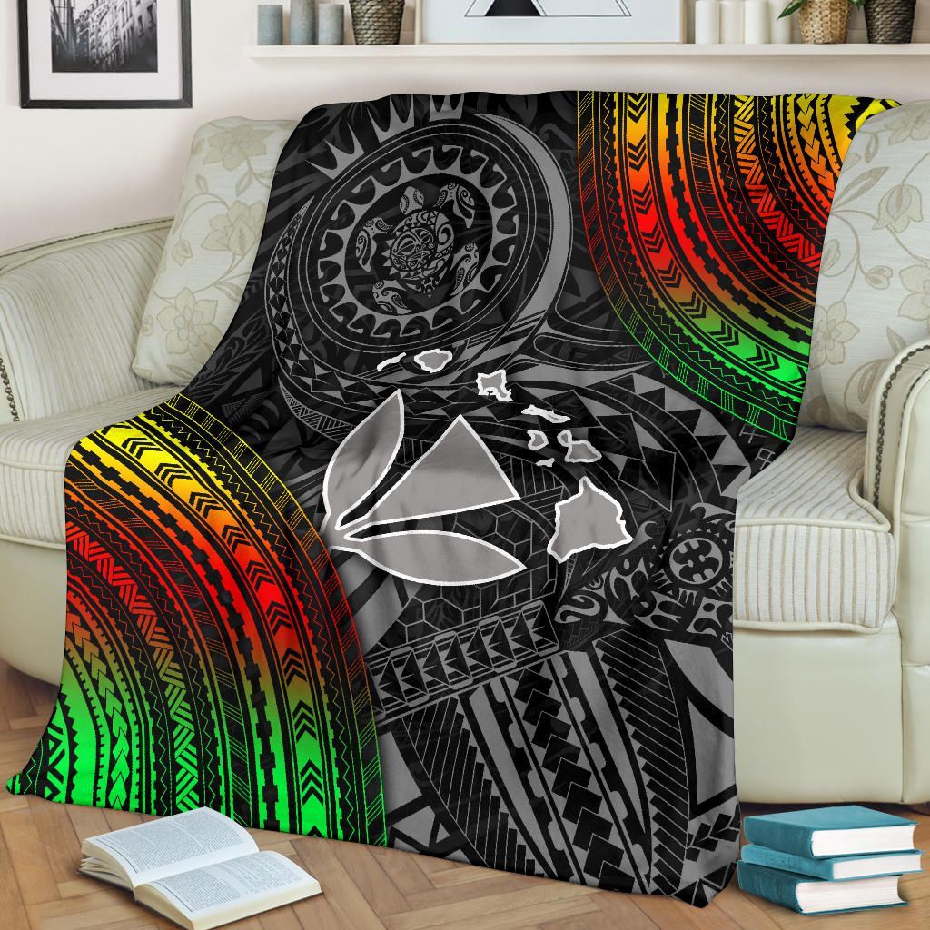 Hawaii Polynesian Premium Blanket - Kanaka Maoli Hawaiian Map-Myprintsy