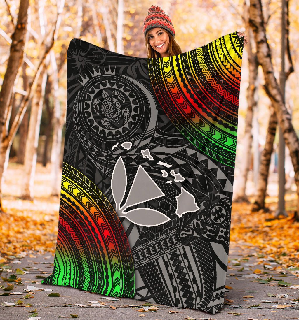 Hawaii Polynesian Premium Blanket - Kanaka Maoli Hawaiian Map-Myprintsy