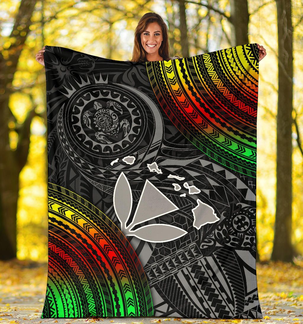 Hawaii Polynesian Premium Blanket - Kanaka Maoli Hawaiian Map-Myprintsy